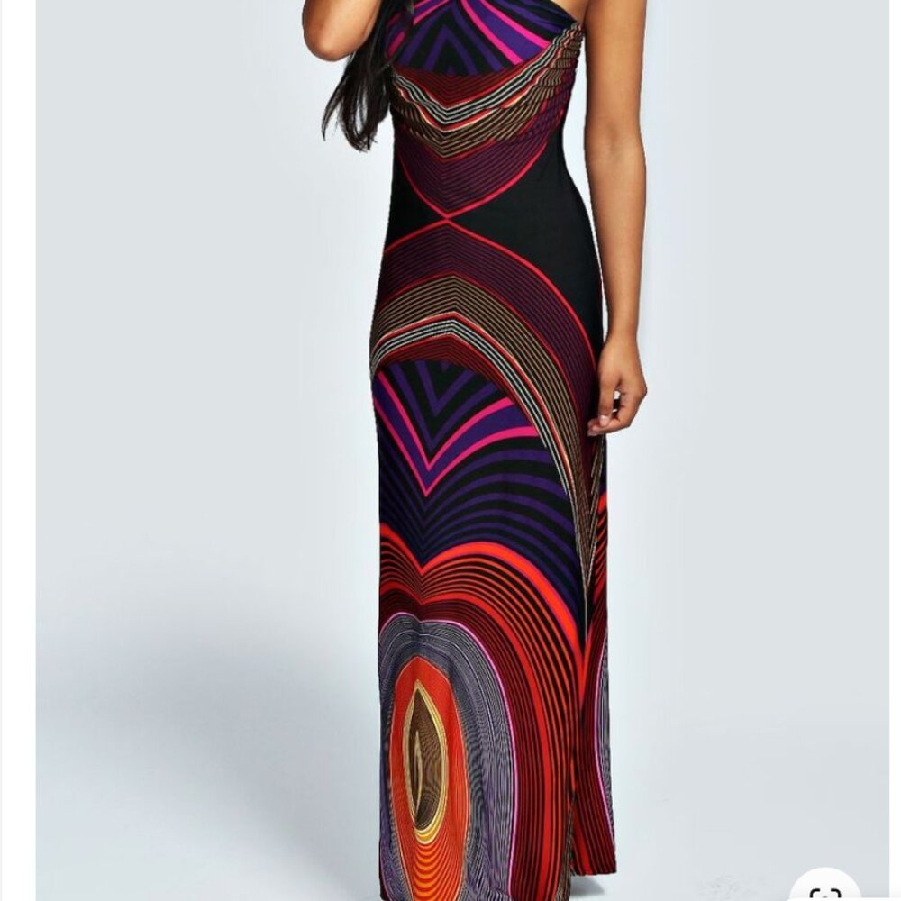 Funky People - Long Pattern Sleeveless Tube Maxi Dress - XL